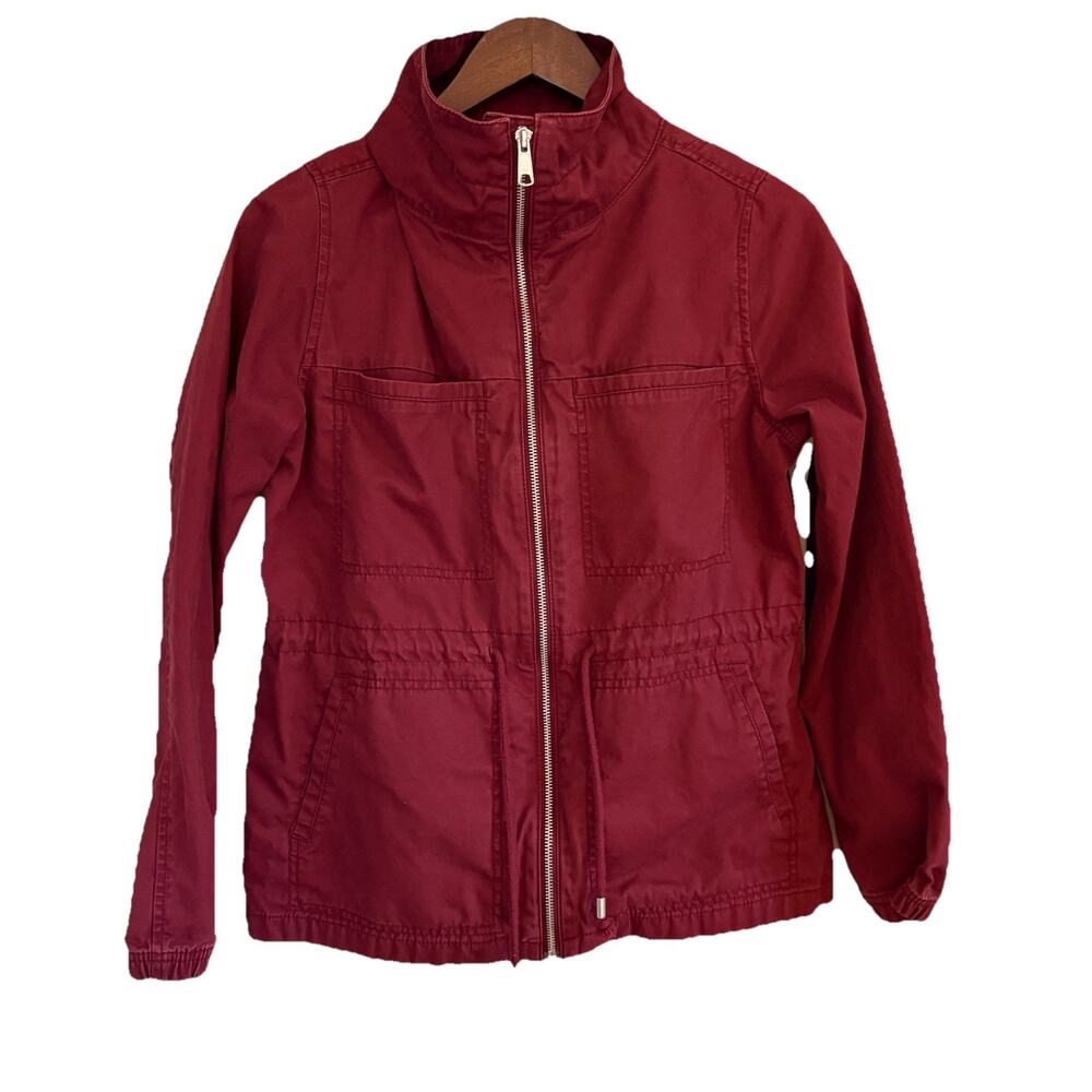 Old Navy Field Utility Jacket Red Full Zip Pockets Unlined Cotton Women’s Medium
